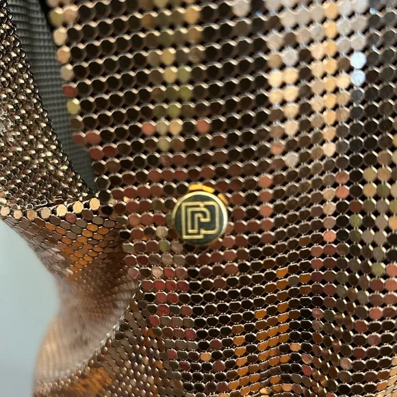 RABANNE Gold Chainmail Drapé Pression Dress, size 38 - Picture 9 of 12